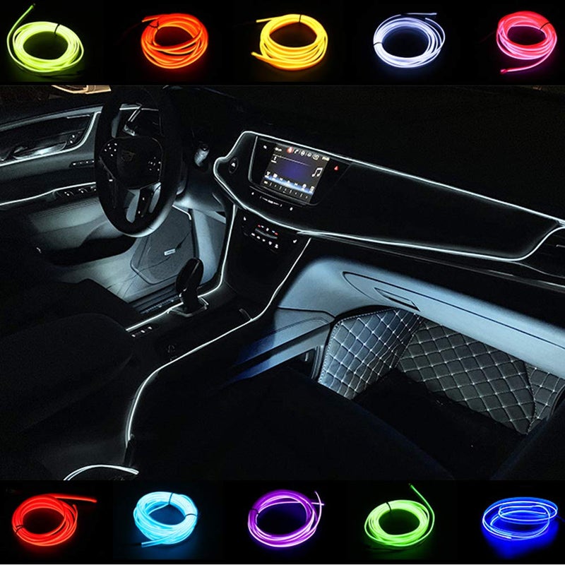 ABALDI Car Light El Wire Rope Light Car kit Neon Lights Under Dash Lighting Kit for Car Led Strip Light Decoration(3m/9ft,White) - Image 1